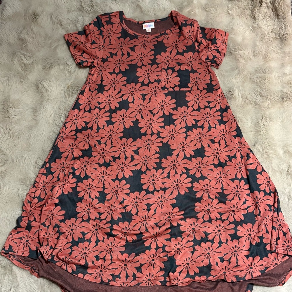 Lularoe Coral Floral Swing Dress